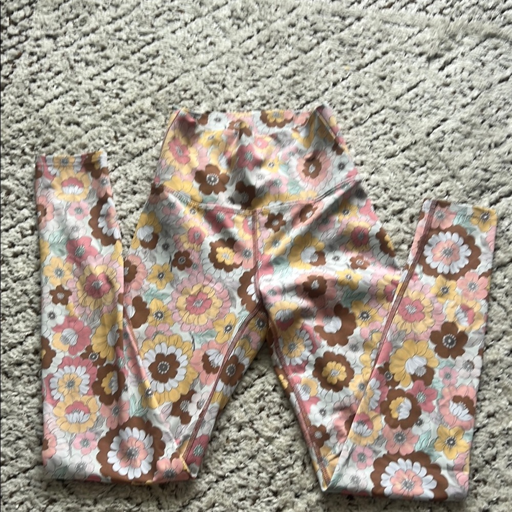 Beach Riot Pink and Yellow Floral Leggings